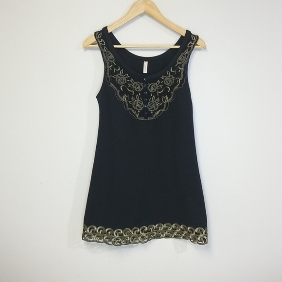 Free People Gold Trim Shift Dress - Picture 5 of 12